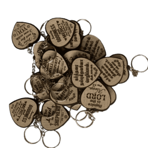 Wooden Cross Keychains with Bible Verses Heart Shape Model 1